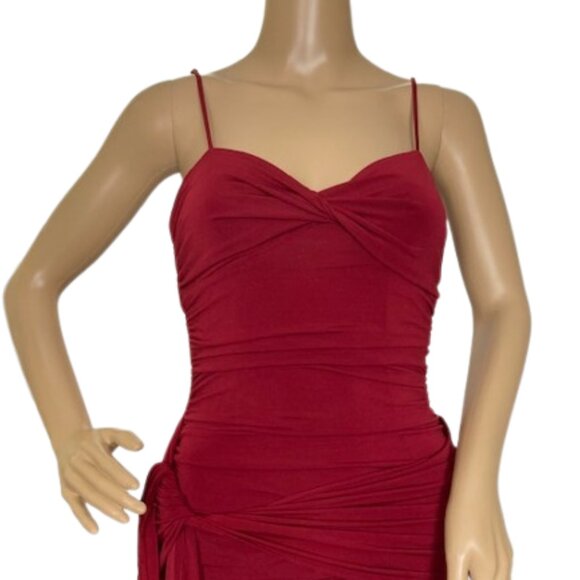 BCBG Maxazria Deep Red Ruched Dress - Picture 4 of 7